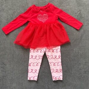 Cat & Jack Toddler Girl Valentine’s Day Tutu Dress & Leggings Set 18 Months